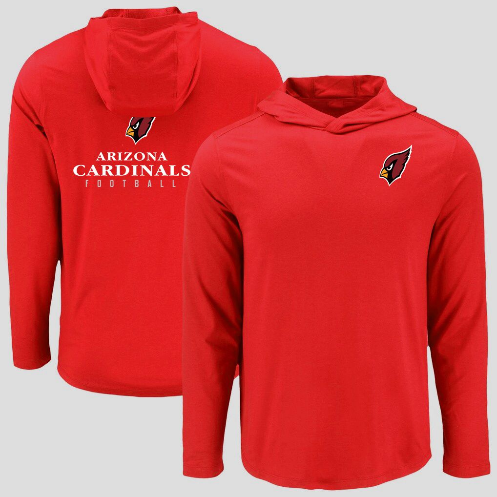 Men 2026 NFL Arizona Cardinals Hooded long sleeved T-shirt red 05->nfl t-shirts->Sports Accessory